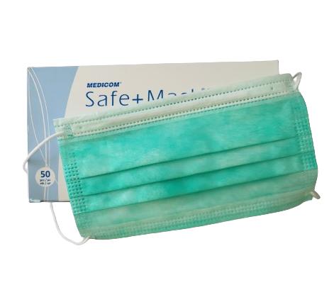 Процедурні маски з петлями для вух SAFE+MASK Economy, Зелений